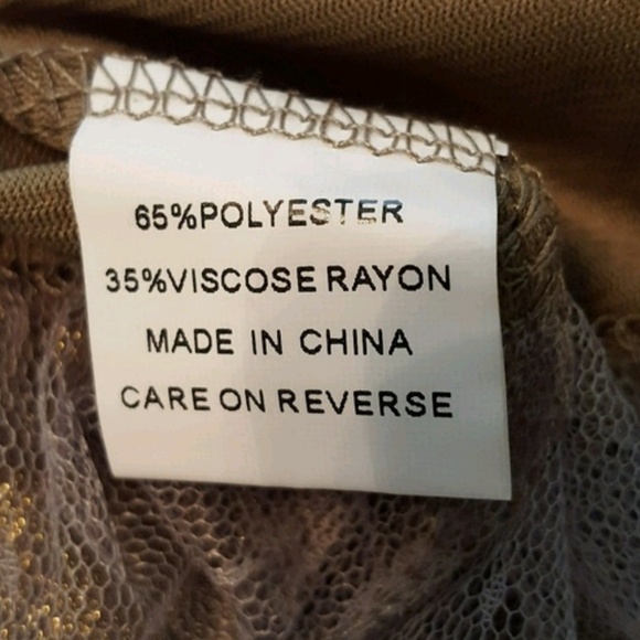 John Fashion Mocha Embroidered Appliqué and Iridescent Gold Dress‎ - Picture 8 of 9